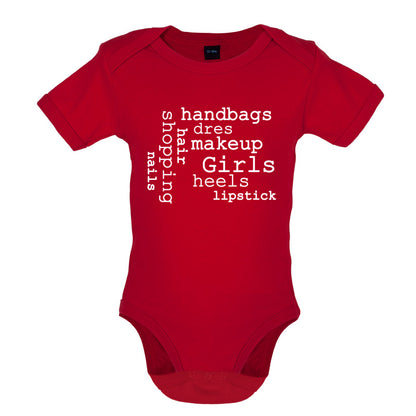 Girls Word Cloud Baby T Shirt