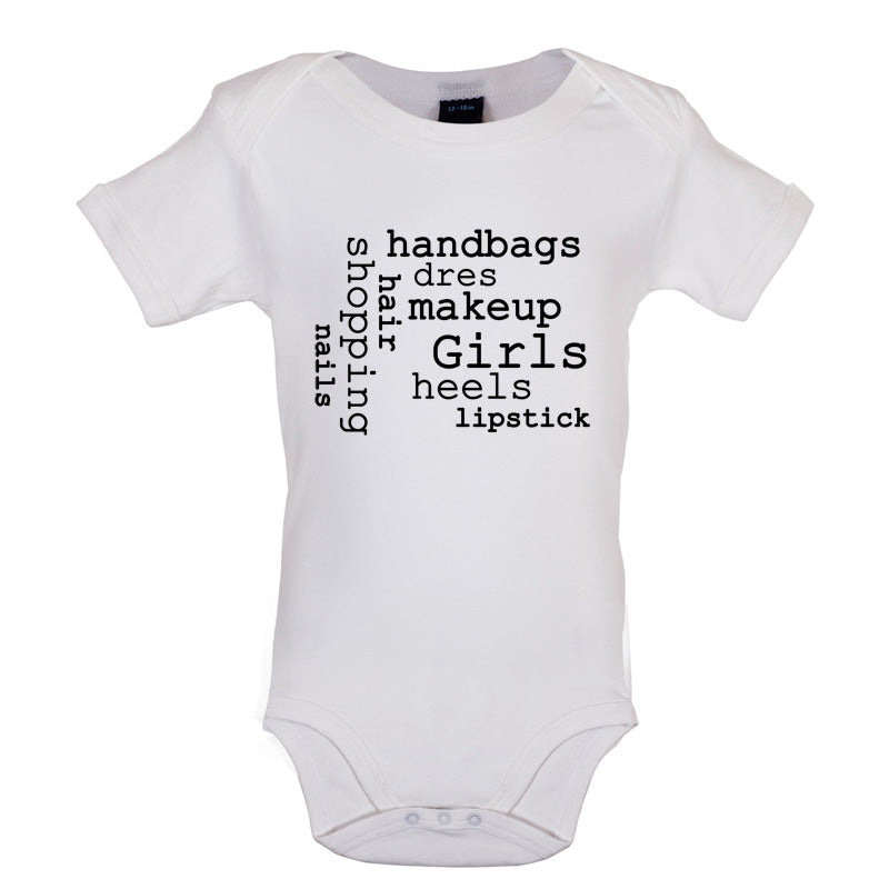 Girls Word Cloud Baby T Shirt