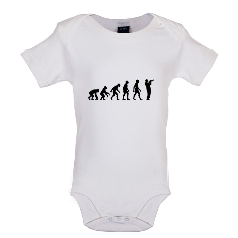 Evolution of Man Trumpet Player Baby T Shirt