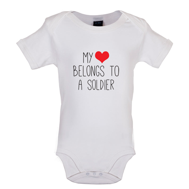 My Heart Belongs To A Soldier Baby T Shirt