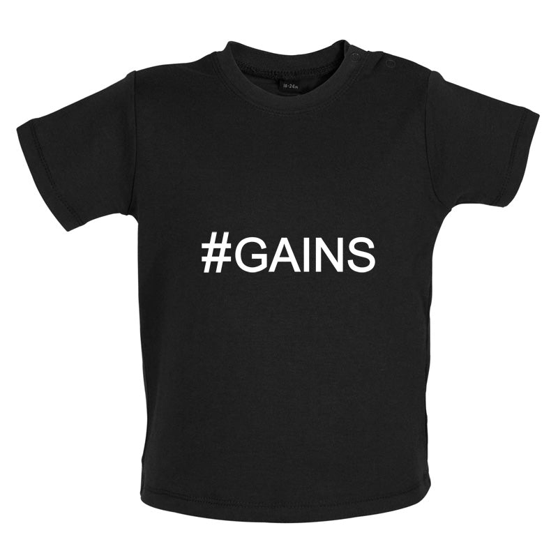 #Gains (Hashtag) Baby T Shirt