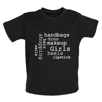 Girls Word Cloud Baby T Shirt