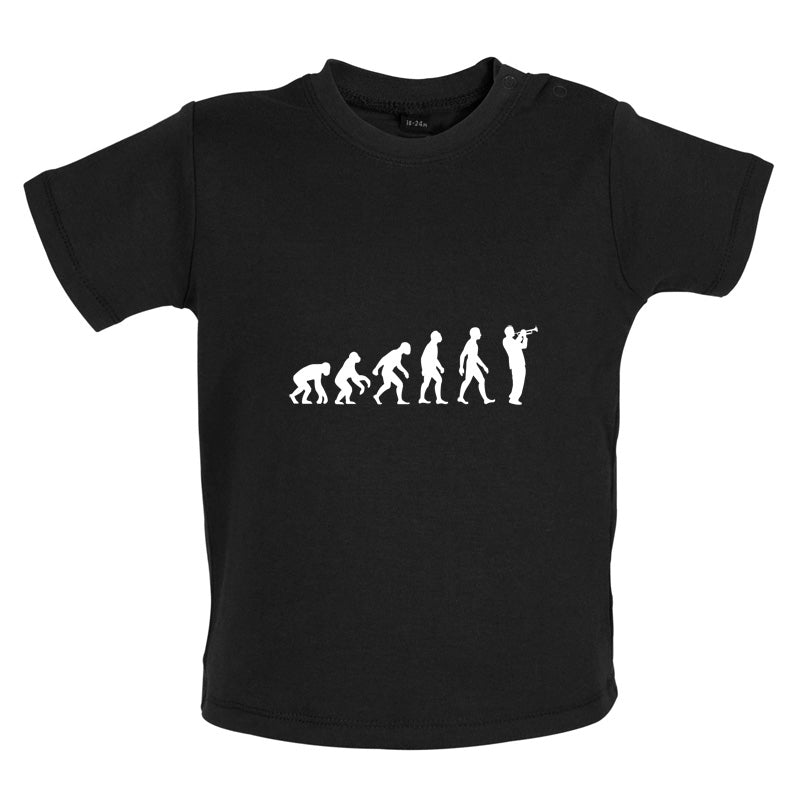 Evolution of Man Trumpet Player Baby T Shirt