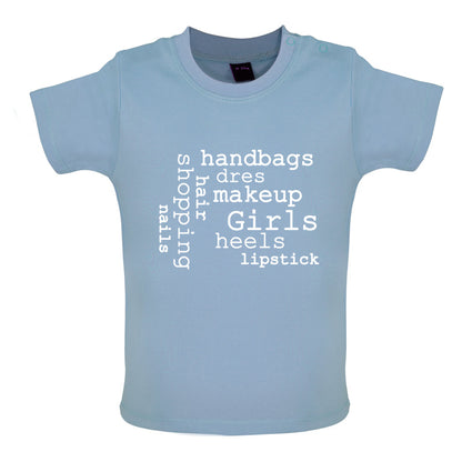 Girls Word Cloud Baby T Shirt