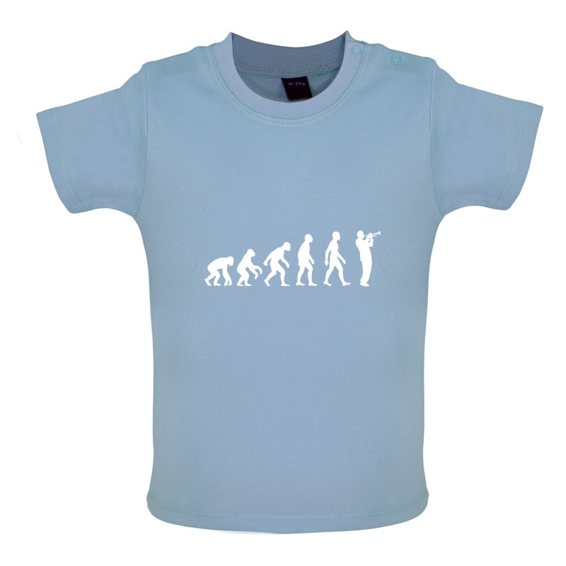 Evolution of Man Trumpet Player Baby T Shirt