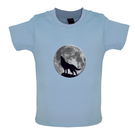 Wolf Moon Silhouette Baby T Shirt