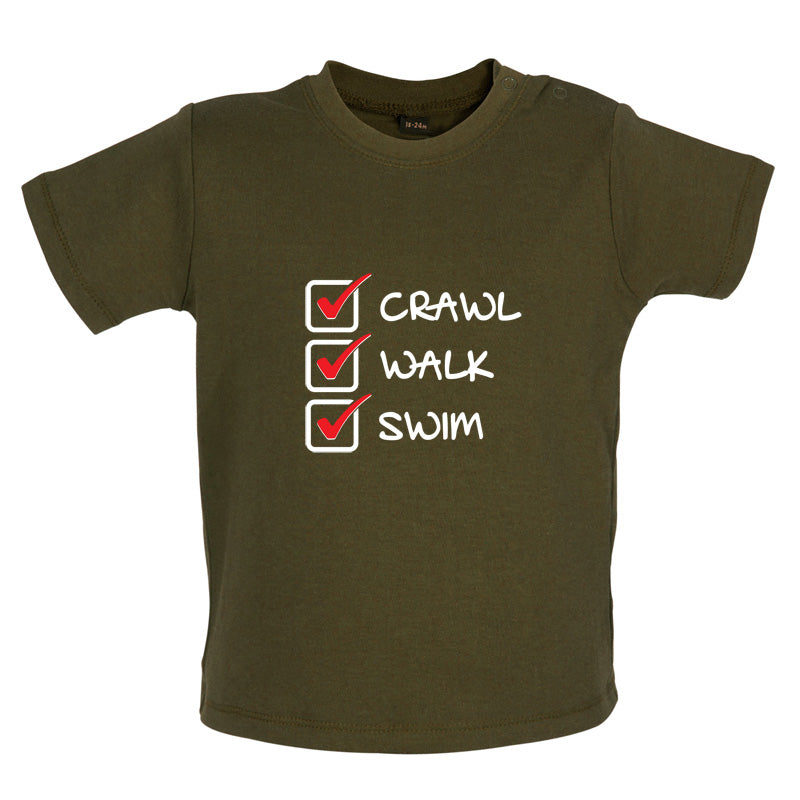 Crawl Walk Swim Baby T Shirt