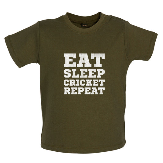 Eat Sleep Cricket Repeat Baby T Shirt