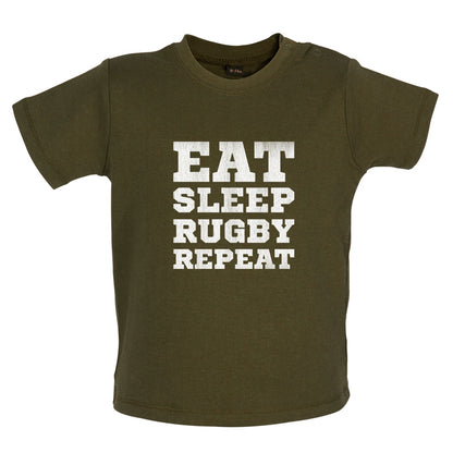 Eat Sleep Rugby Repeat Baby T Shirt