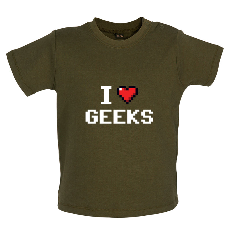 I Love Geeks (Pixels) Baby T Shirt