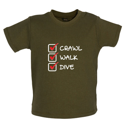 Crawl Walk Dive Baby T Shirt