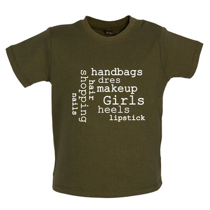 Girls Word Cloud Baby T Shirt