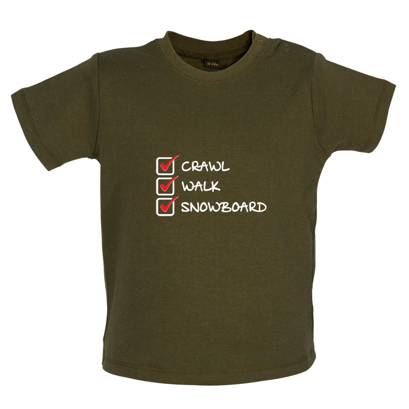 Crawl Walk Snowboard Baby T Shirt