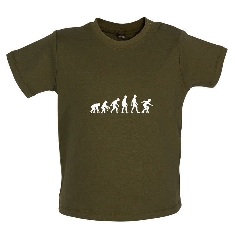 Evolution Of Man Roller Derby Baby T Shirt