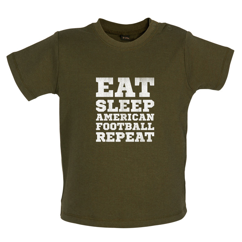 Eat Sleep American Football Repeat Baby T Shirt