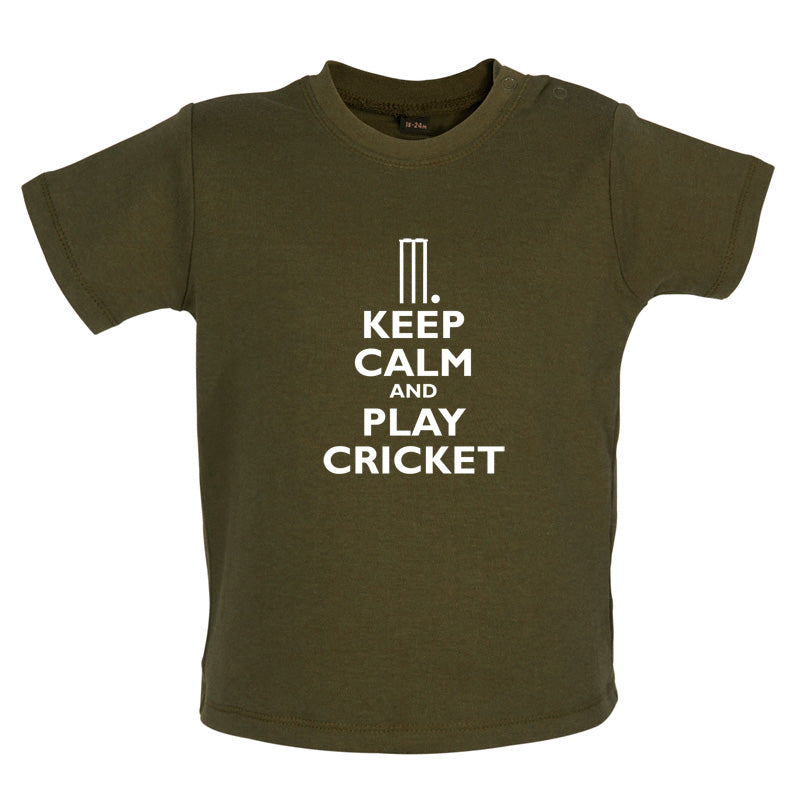 Keep Calm and Play Cricket Baby T Shirt