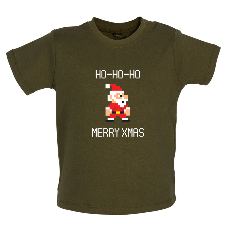 8 Bit Santa Pixel Baby T Shirt