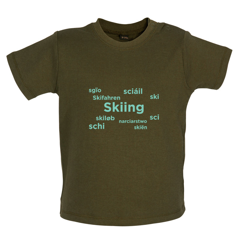 Skiing Languages Baby T Shirt