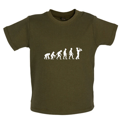 Evolution of Man Saxophone Player Baby T Shirt