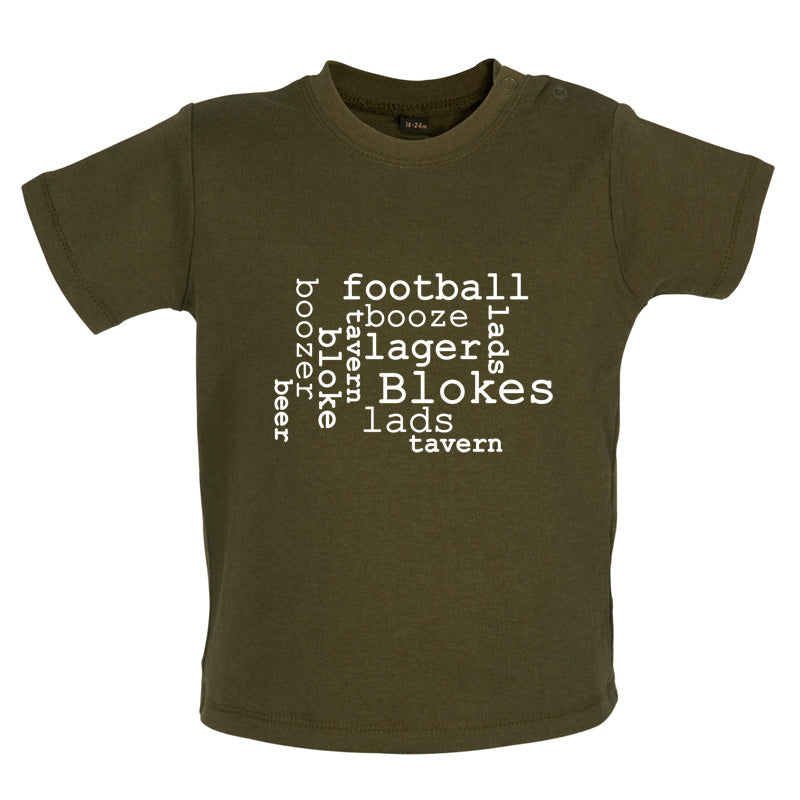 Blokes Word Cloud Baby T Shirt