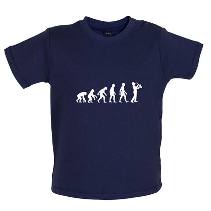 Evolution of Man Saxophone Player Baby T Shirt