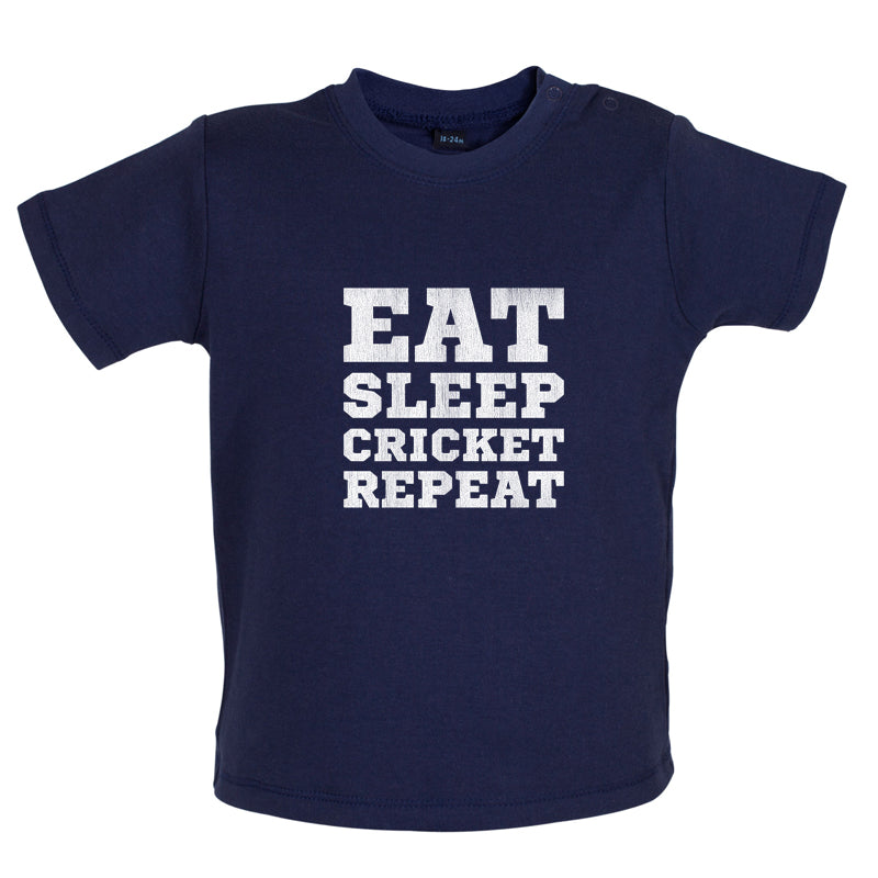 Eat Sleep Cricket Repeat Baby T Shirt