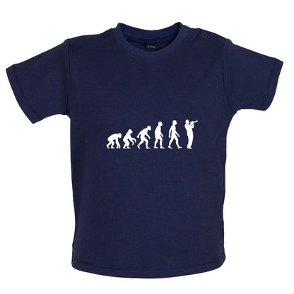 Evolution of Man Trumpet Player Baby T Shirt