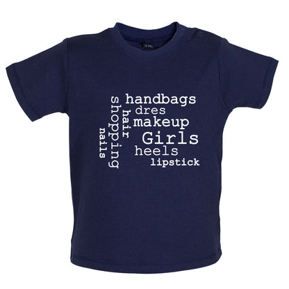 Girls Word Cloud Baby T Shirt