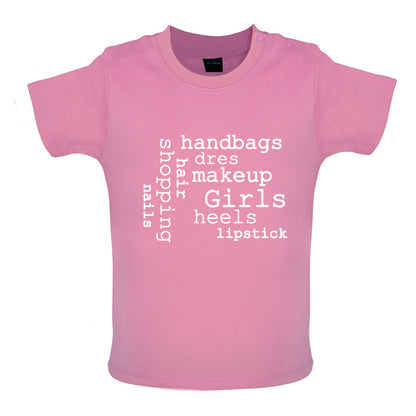 Girls Word Cloud Baby T Shirt