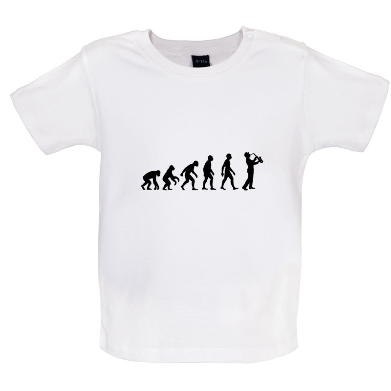 Evolution of Man Saxophone Player Baby T Shirt