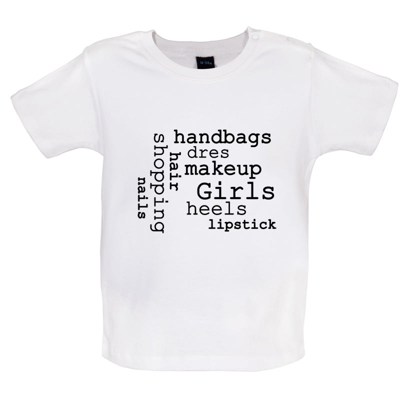 Girls Word Cloud Baby T Shirt