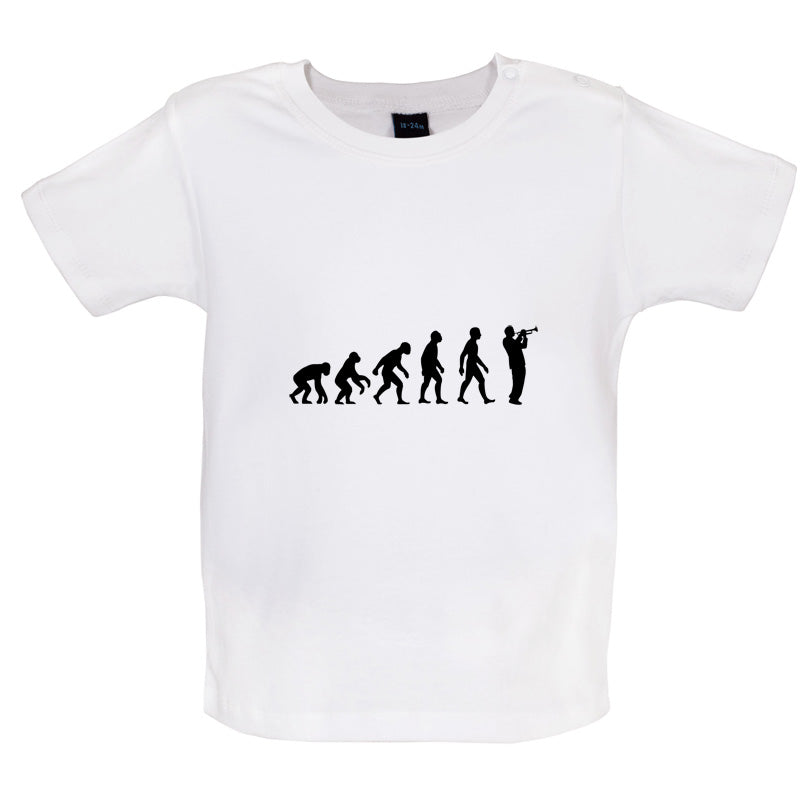 Evolution of Man Trumpet Player Baby T Shirt