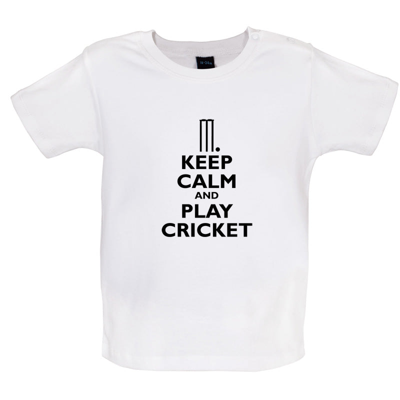 Keep Calm and Play Cricket Baby T Shirt