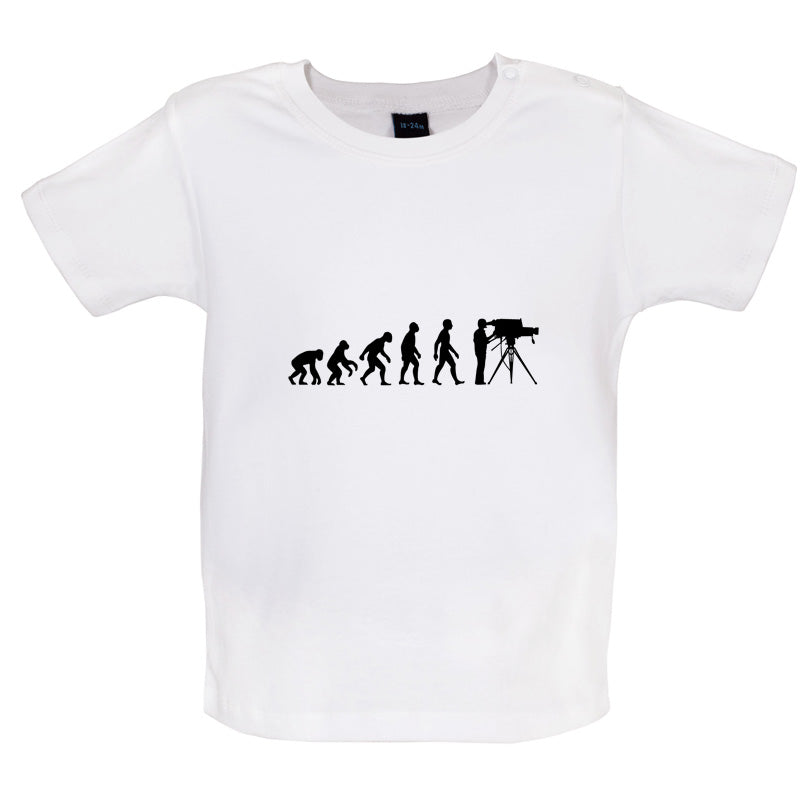 Evolution of Man Cameraman Baby T Shirt