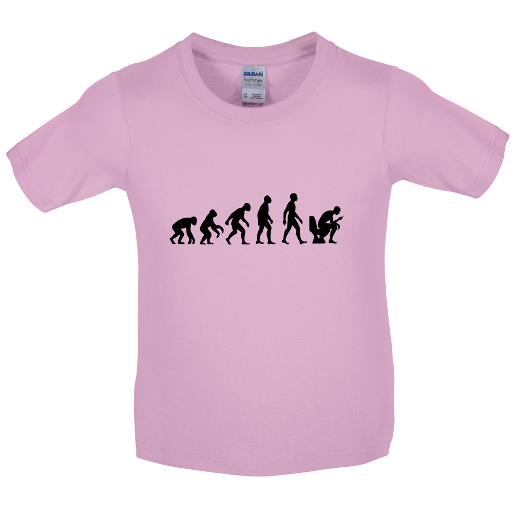 Evolution Of Man Phone On Toilet Kids T Shirt