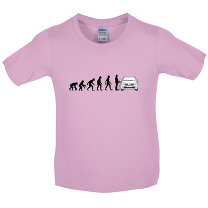 Evolution of Man Clio Driver Kids T Shirt