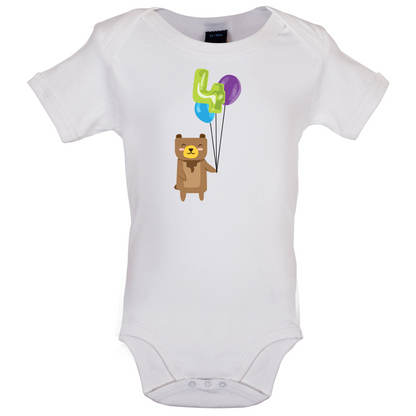 4th Birthday Bear Baby T Shirt