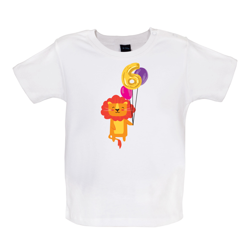 6th Birthday Lion Baby T Shirt