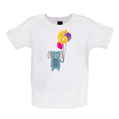 6th Birthday Elephant Baby T Shirt