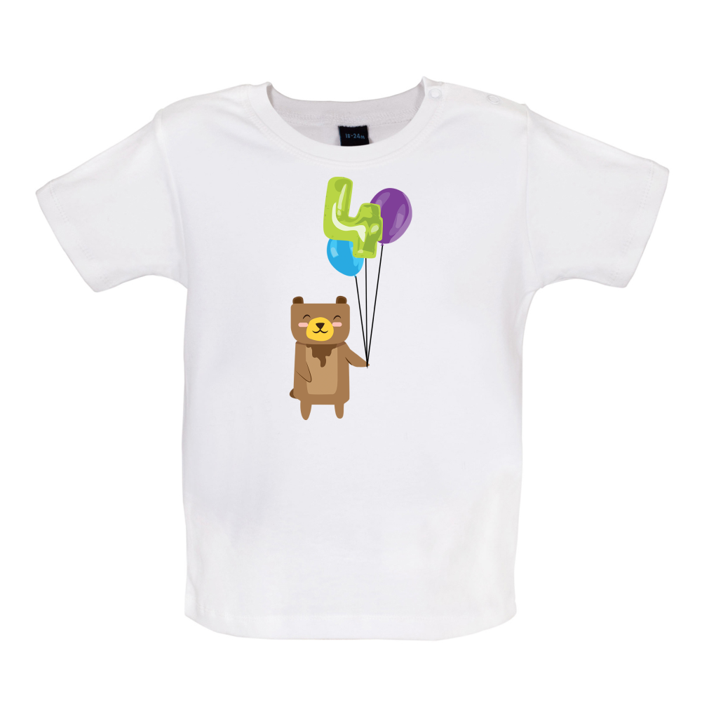 4th Birthday Bear Baby T Shirt
