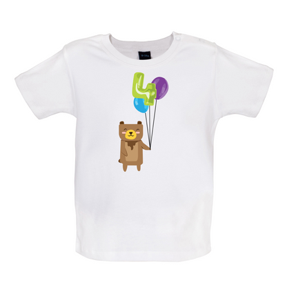 4th Birthday Bear Baby T Shirt