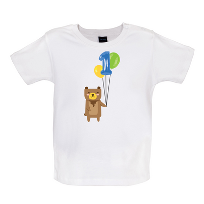 1st Birthday Bear Baby T Shirt