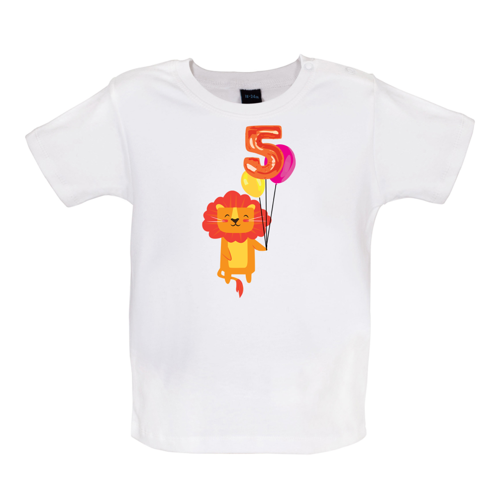 5th Birthday Lion Baby T Shirt