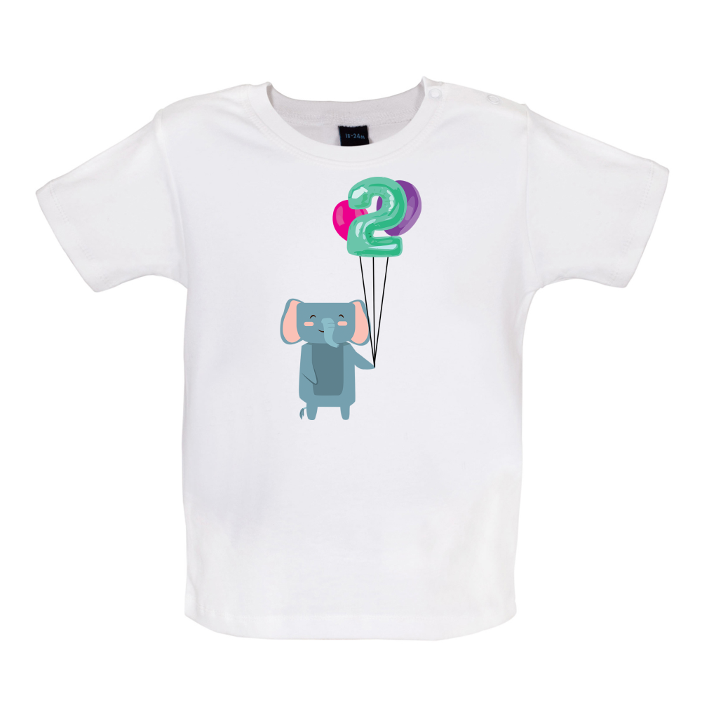 2nd Birthday Elephant Baby T Shirt