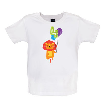 4th Birthday Lion Baby T Shirt