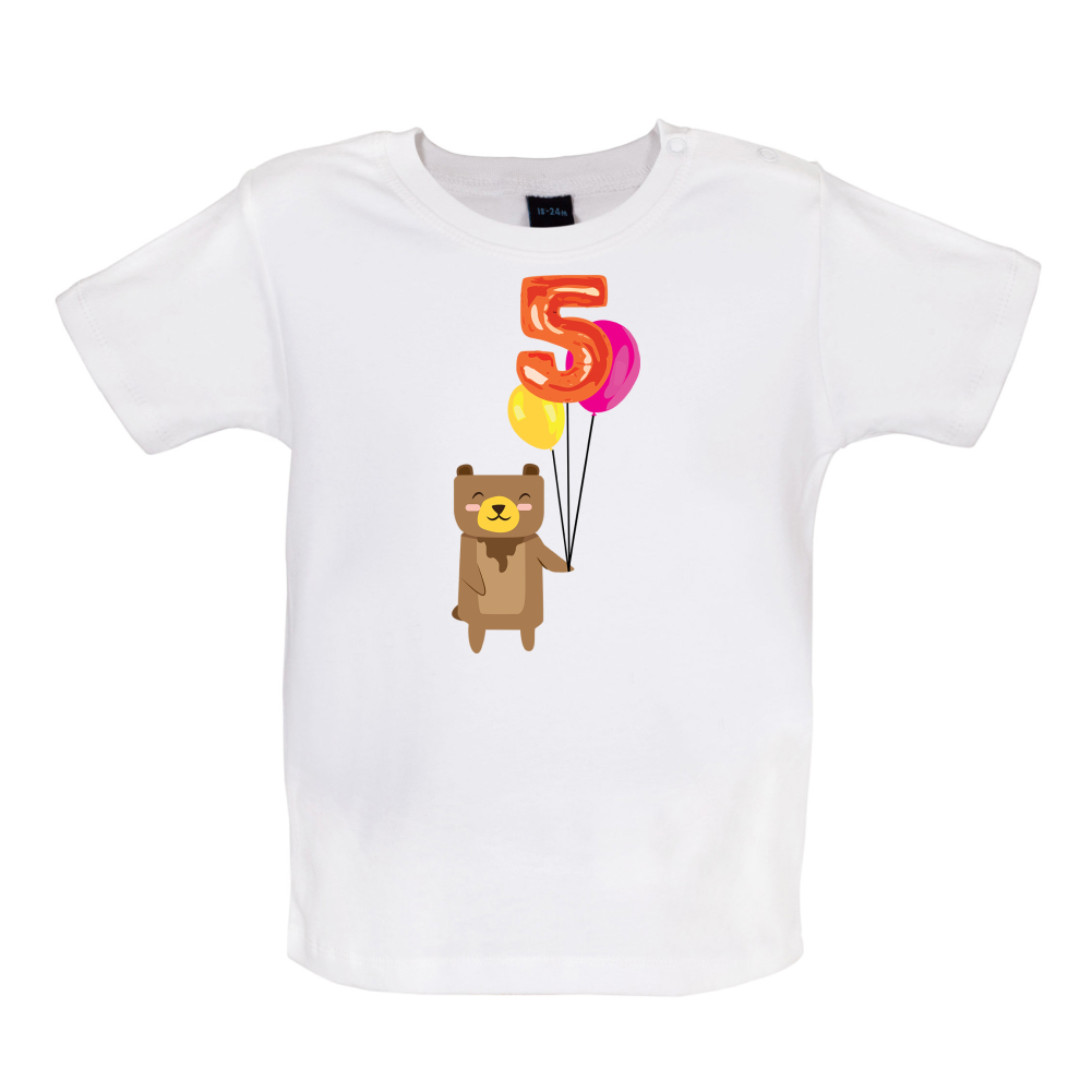 5th Birthday Bear Baby T Shirt