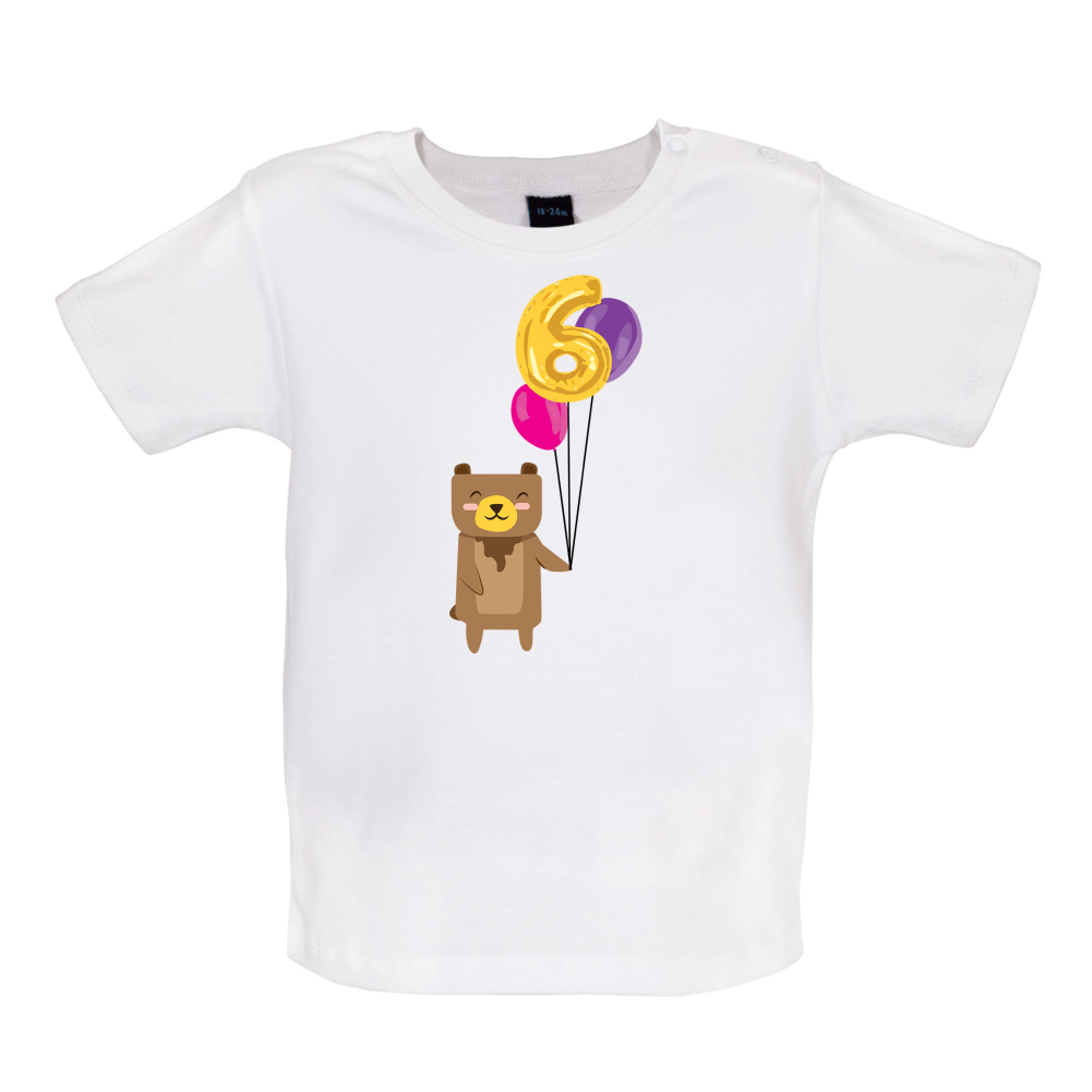 6th Birthday Bear Baby T Shirt