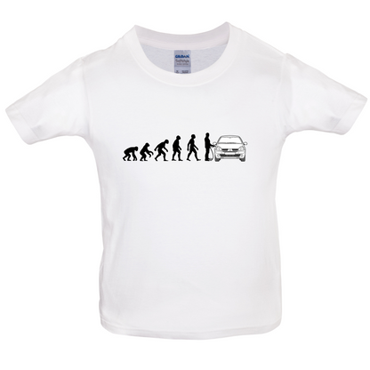 Evolution of Man Clio Driver Kids T Shirt