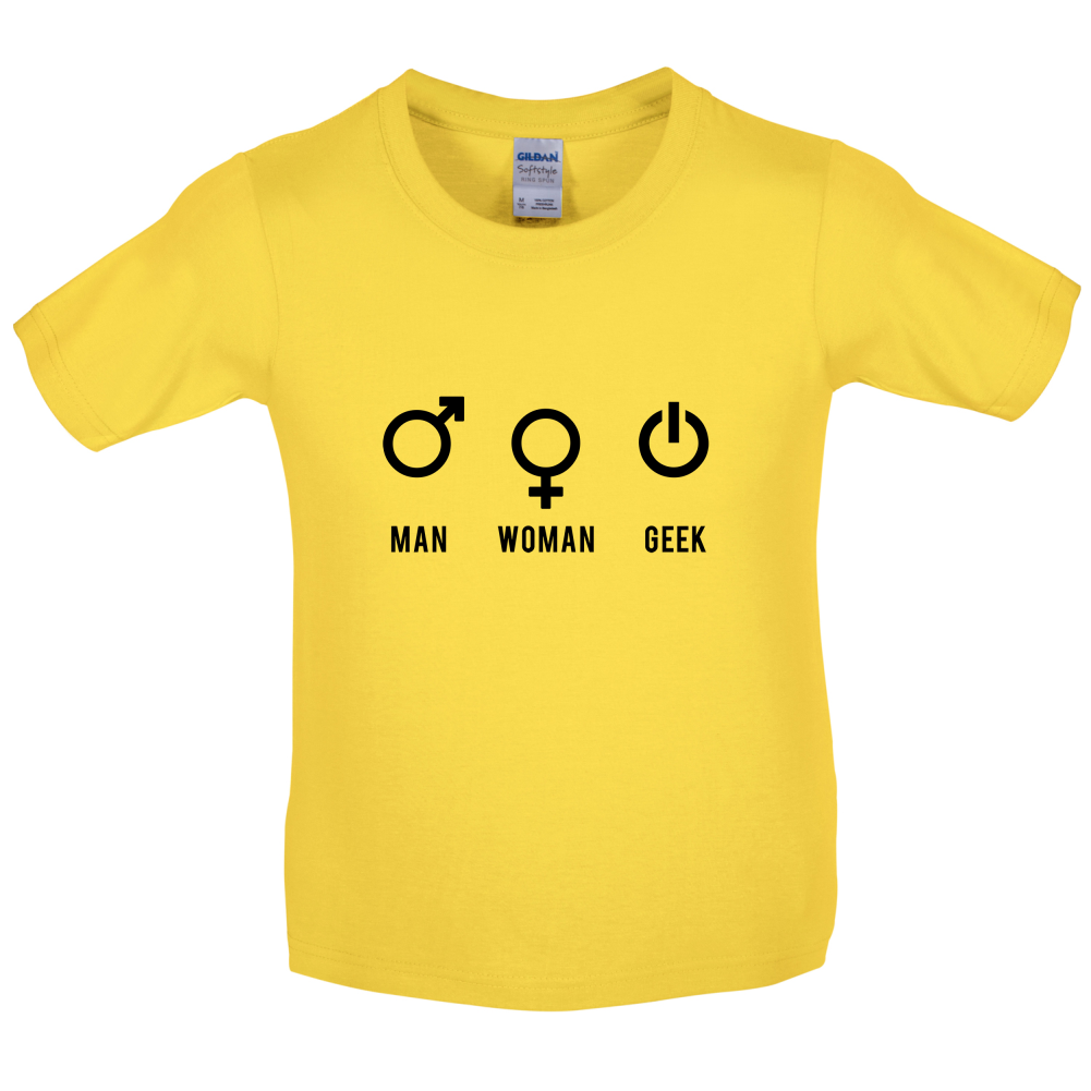 Man Woman GEEK Kids T Shirt