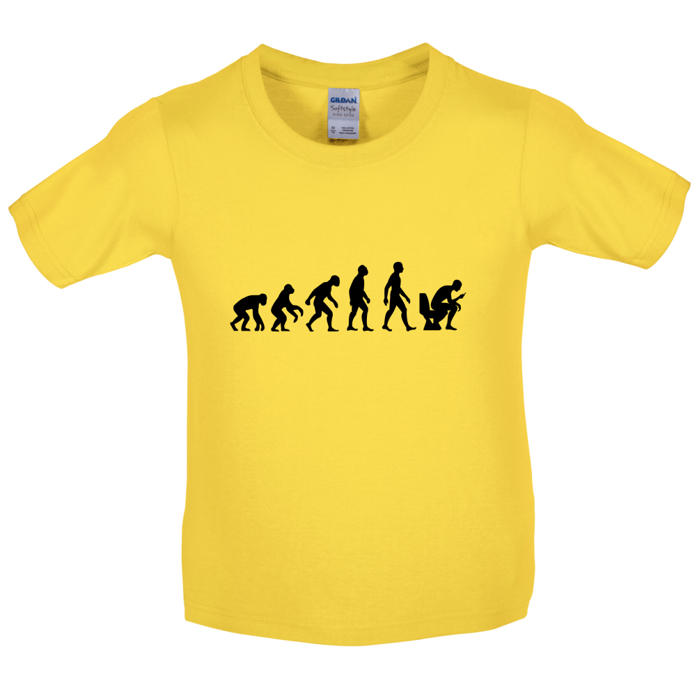 Evolution Of Man Phone On Toilet Kids T Shirt